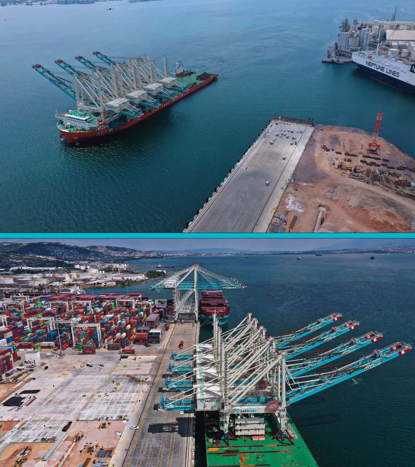 Konteyner operasyonlarımızın geleceğine yönelik önemli yatırımlarımızdan biri olan 4 yeni STS vincimiz, Çin’in Dalian Limanı’ndan başlayan yaklaşık 75 günlük deniz yolculuğunun ardından limanımıza ulaştı.